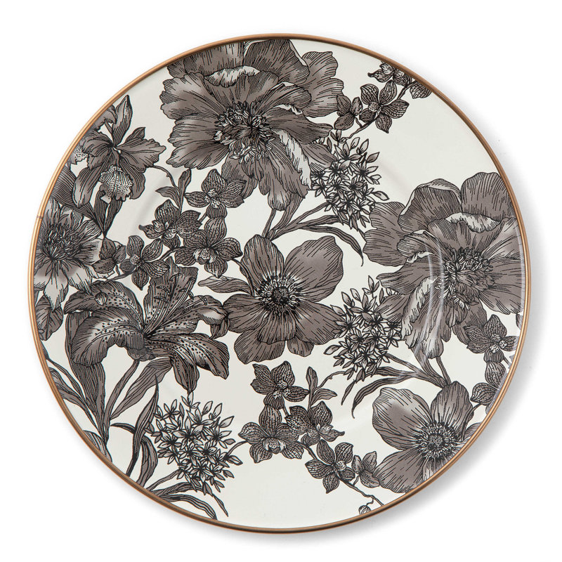 English Garden Enamel Salad/Dessert Plate, Gray/White