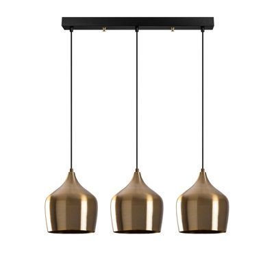 Lustre rétro élégant, structure en métal, 28,0 x 8,9 x 4,0 pouces | Hauteur réglable jusqu'à 48,8 pouces | 3 x douilles E27 (40 W maximum) | Design scandinave moderne | Parfait pour le salon, la salle à manger et le vestibule