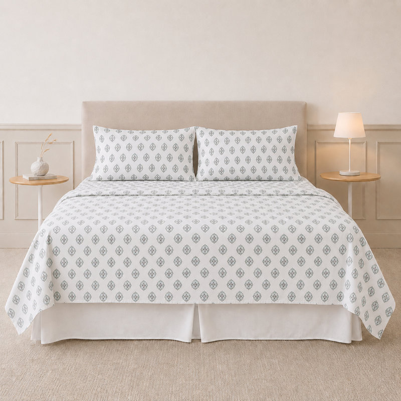 Modern Threads 4-Piece Ultra Soft Microfiber Sheet Set with Deep Pockets in Solids & Prints, Claire Geometric