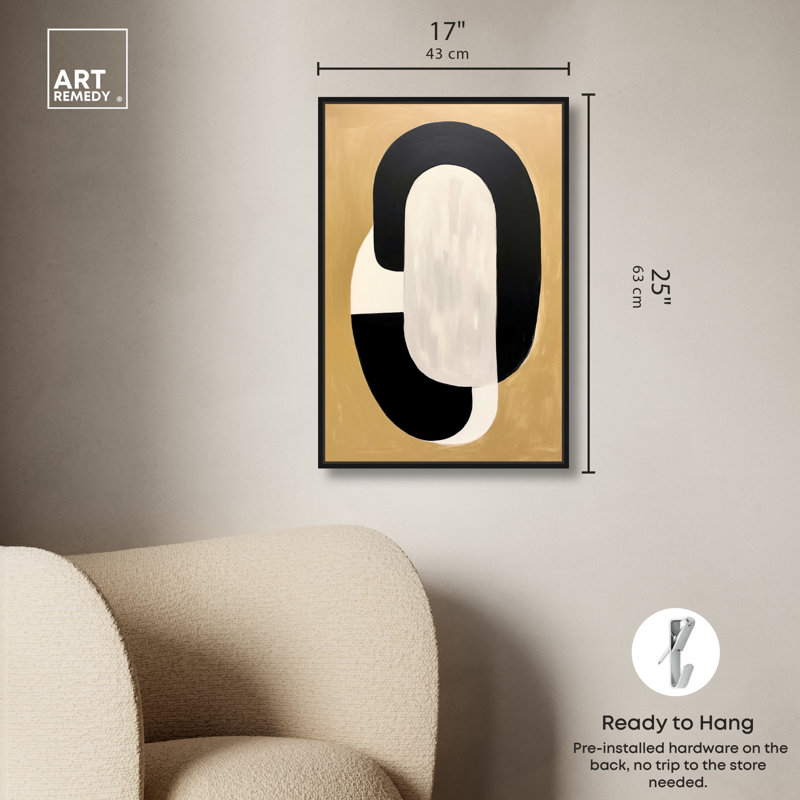 «Ear perçage», art abstrait tendance par Art Remedy, Cadre noir, H 25 po x l 17 po