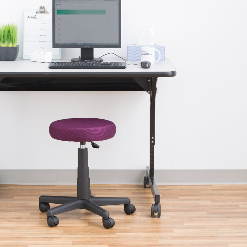 Adjustable-Height Colourful Mesh Rolling Utility Stool, Purple