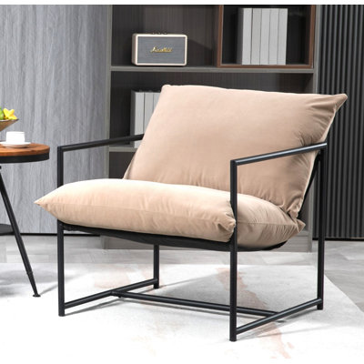 Fauteuil d'appoint inclinable élégant en velours moderne avec structure en métal