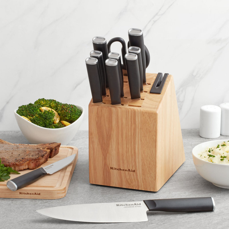 KitchenAid® Classic 12-Piece Block Set with Built-in Knife Sharpener, Natural