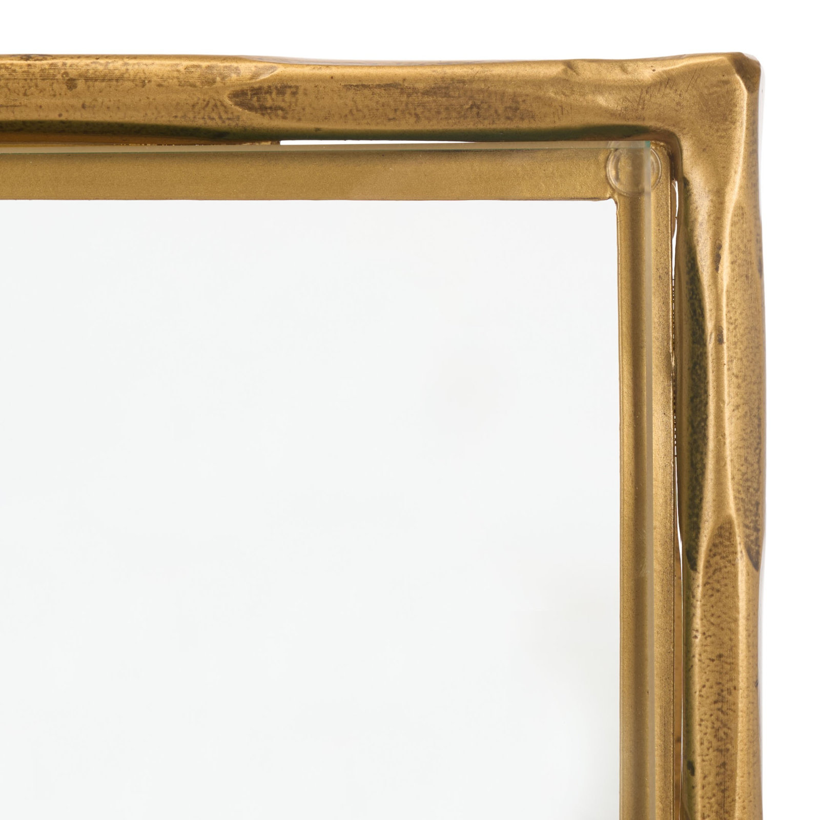 Evelynn Glass End Table, Brass