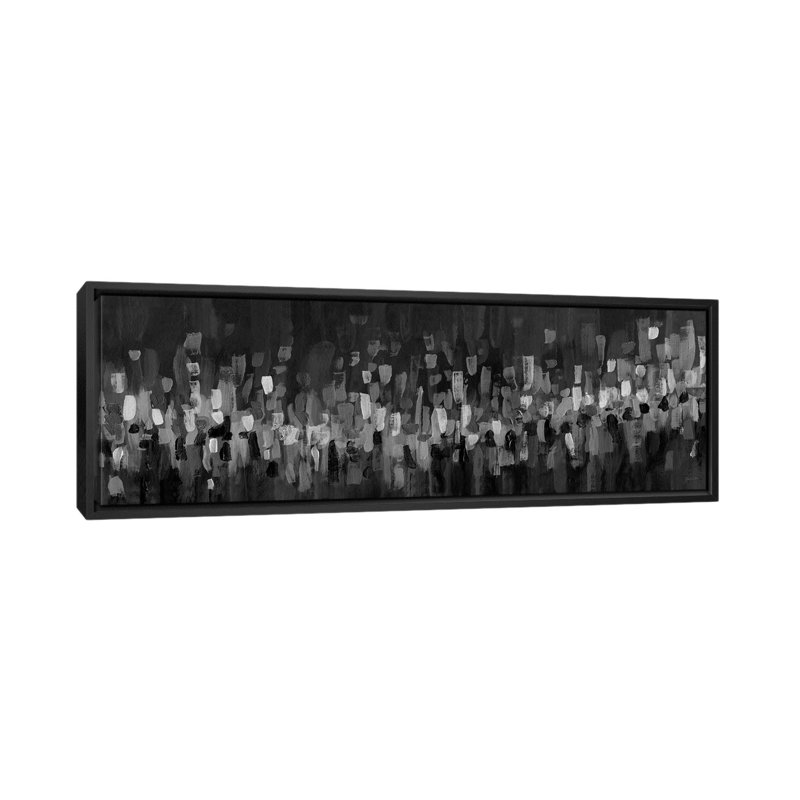 Blue Staccato - Inverted 6 Pcs., 24" H x 72" W, Black Floater Framed