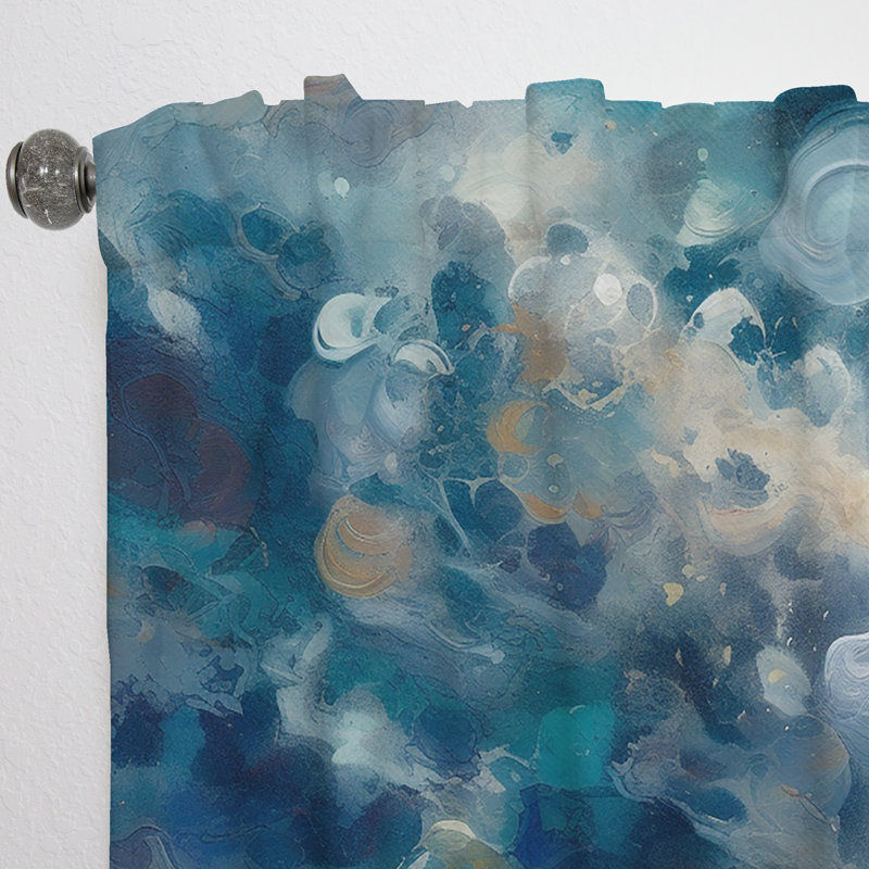 Deasia - Seascape Abstract Painting I - Liquid ink Curtain - Velvet Room Darkening - 1 panel, 52" W x 95" L