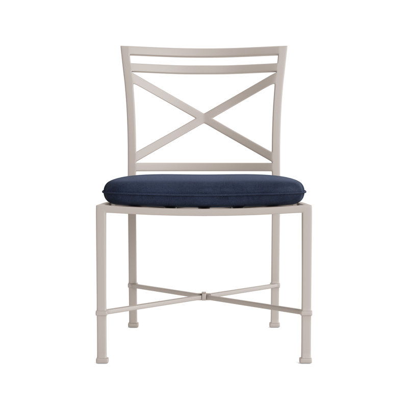 Venetian Outdoor Dining Side Chair, Navy, Fusion Neptune, Dove Smooth