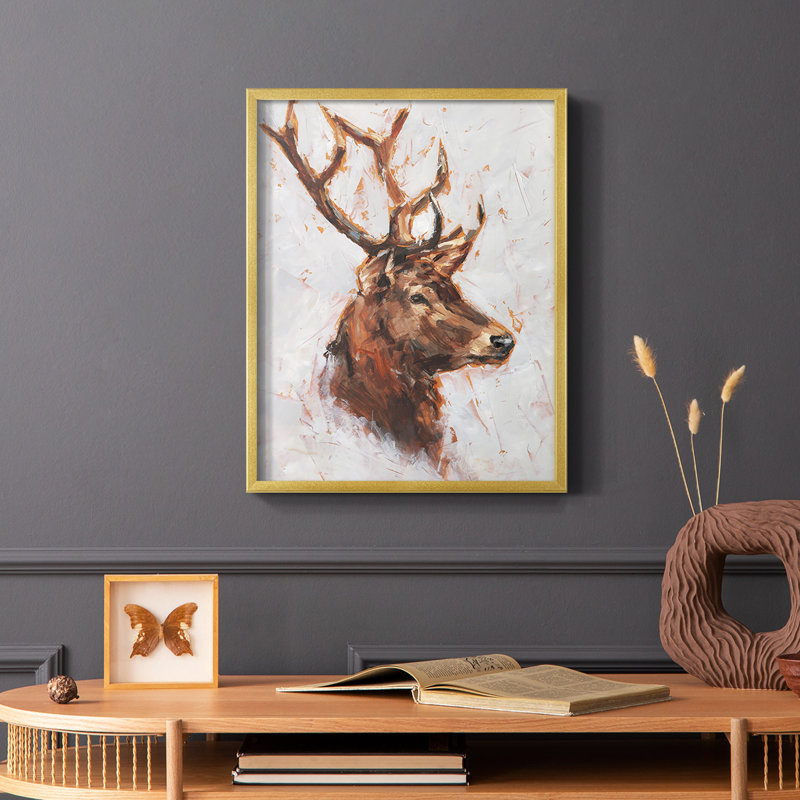 «Stag Study II», reproduction encadrée - bois massif, H 10 po x l 8 po