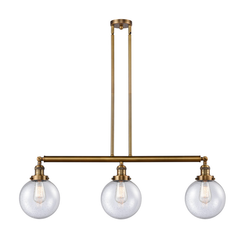 Luminaire suspendu linéaire à 3 lumières pour îlot de cuisine Albanie, Ampoule non incluse, Laiton brossé, Grainé