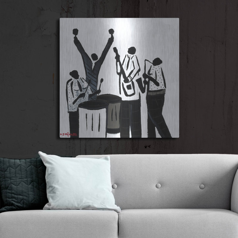  «Noir Notes» par Joachim McMillan, art mural en métal, 36 po x 36 po, H 36 po x l 36 po