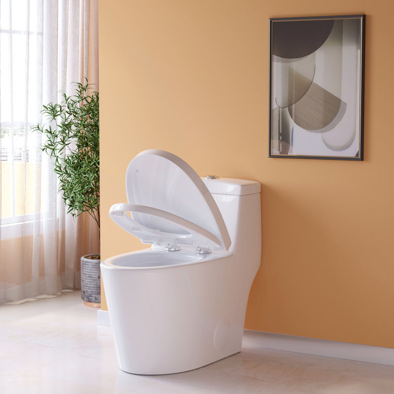 Toilette allongée une pièce à double chasse 1,28GPF Greta (siège inclus), Blanc
