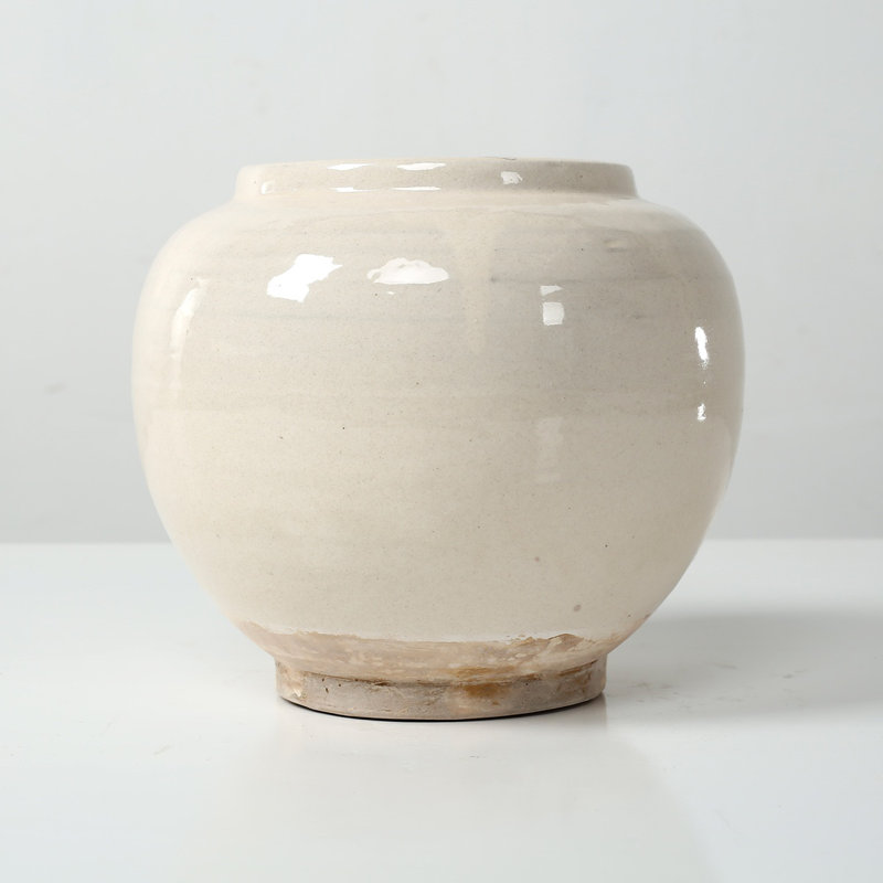 Approx. 8 Inches Off White Ceramic Round Jar