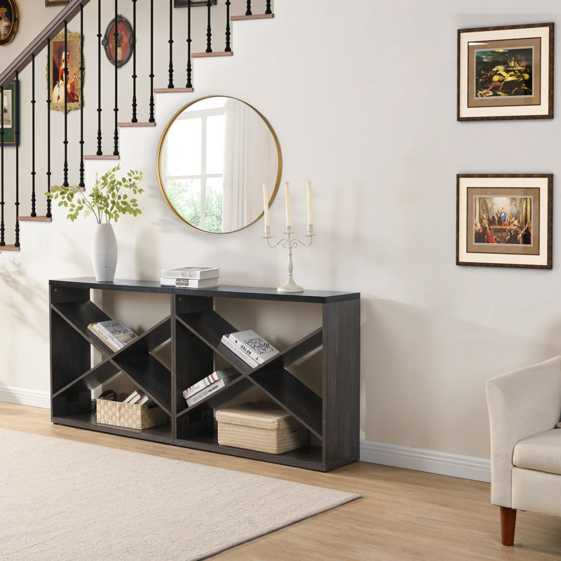 Console 71,72 pouces en forme de X détachable, rectangulaire noire pour vestibule, entrée de rangement, salon, couloir, poids de 83,27 lb