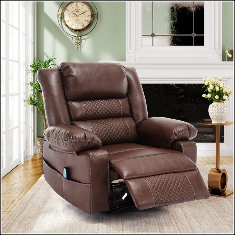 Fauteuil inclinable de massage en cuir respirant, Similicuir brun