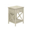 Table de chevet 2 tiroirs en placage blanc antique avec tiroir et rangement pour chambre à coucher
