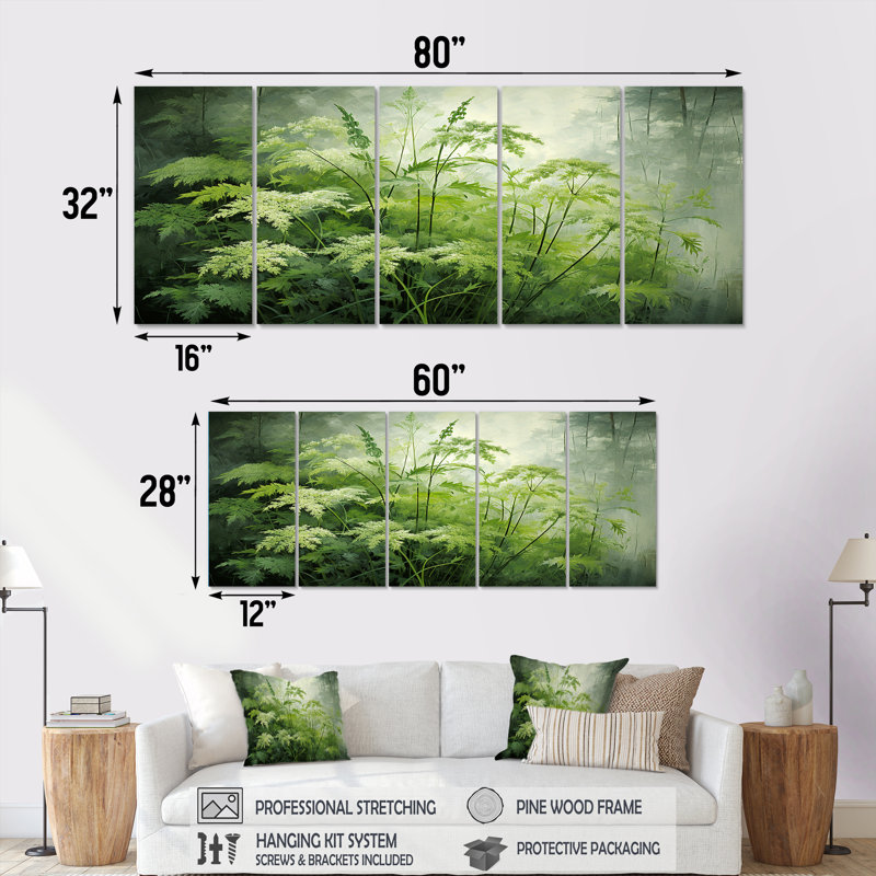 «Herbs Pottery Delights I - Herbs», art mural 5 pièces, H 32 po x l 80 po