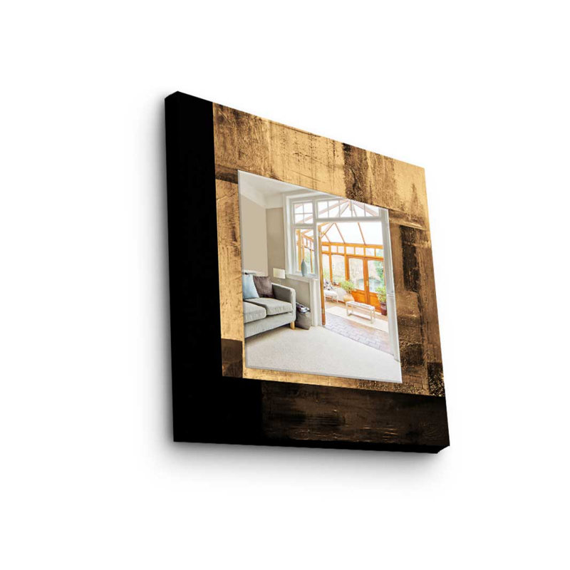 Élégant miroir décoratif avec cadre 100% bois de pin, 19,7 po x 19,7 po | Miroir en verre véritable (épaisseur: 0,2 pouce) | Peinture sur tissu élégante | Parfait pour la décoration intérieure et le vestibule, design durable et chic