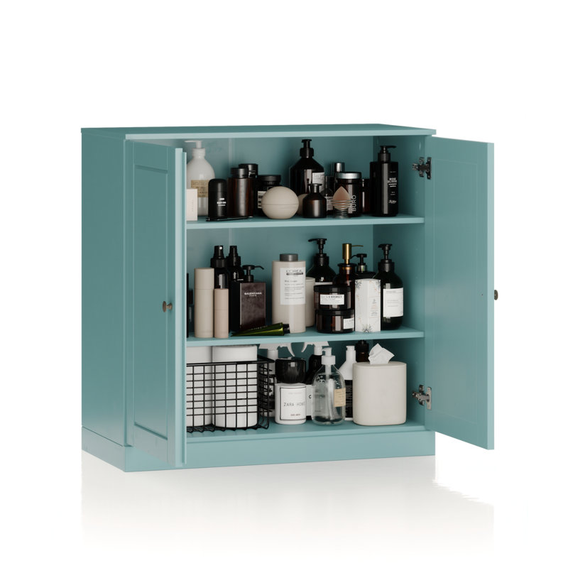 Armoire de salle de bain en bois massif l 32 po Melvous, Bleu turquoise