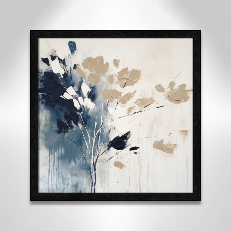 «Bliue Earthly Neutralité I» par Irena Orlov, L 17 po x H 17 po, Impression encadrée, Grain de bois noir