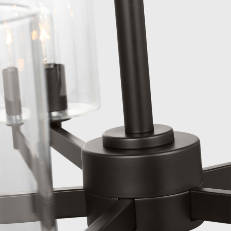 Fullton Dining Room Chandelier With Clear Shade, 10.375" H x 27.125" W x 27.125" D, Midnight Black, 5 Lights