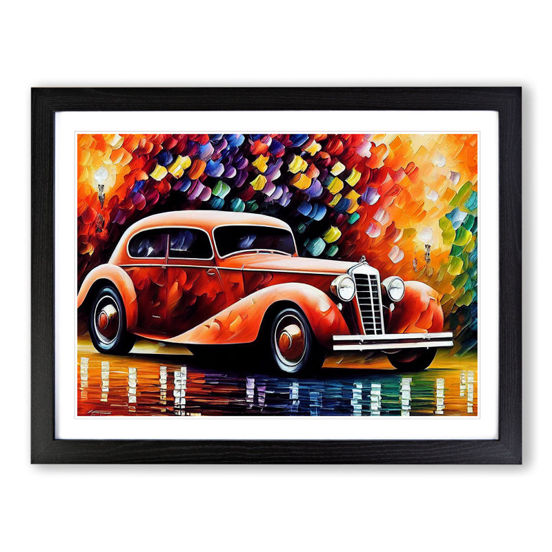 XH1022-6582X Painted Classic Car Vol.1 Abstract - Single Picture Frame Print, 34cm H x 46cm W, Black