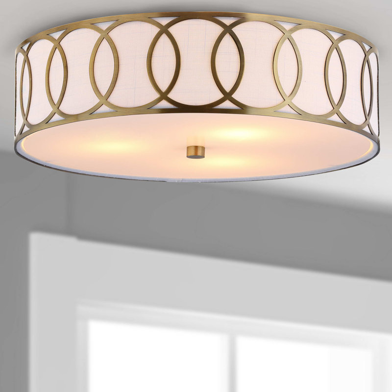 Hershberger Metal LED Flush Mount, Brass Gold, 5.5" H x 15.5" W x 15.5" D