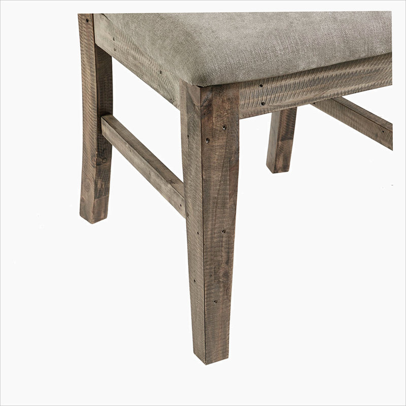 Gray Upholstered Solid Wood Dining Side Chair Set