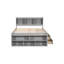 Lit double gris avec tête de lit pratique et options de rangement pour bibliothèque et dessous de lit, couleur
