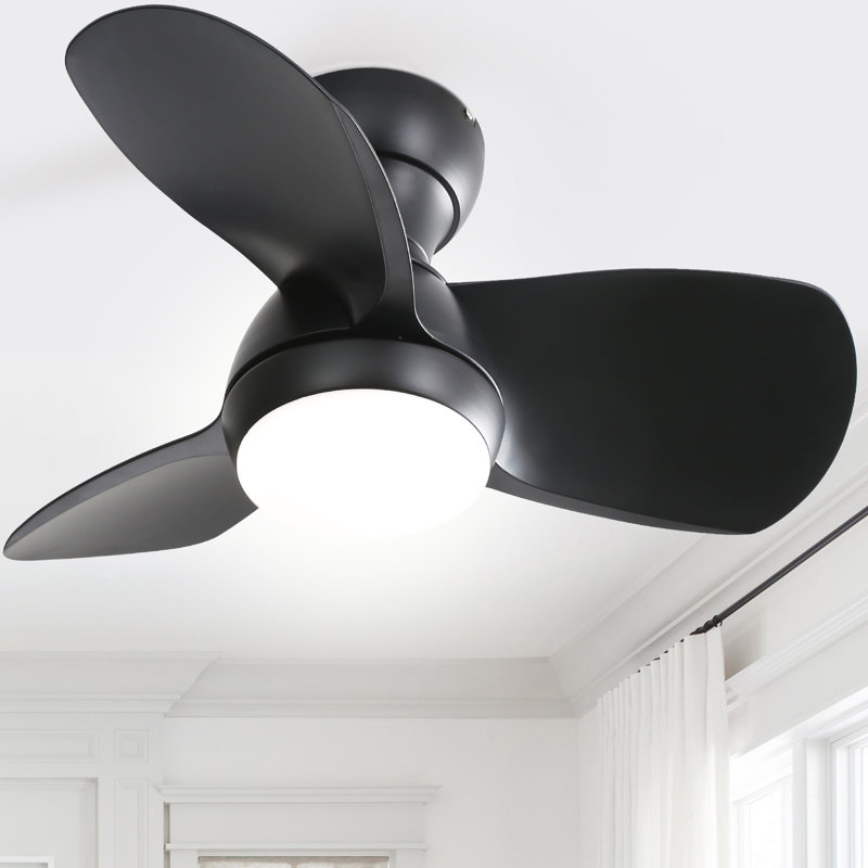 Petit ventilateur de plafond encastré moderne à 3 pales de 23 po avec télécommande et ensemble d'éclairage inclus Corabelle, or et blanc