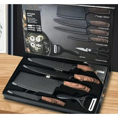 6Pcs Cutlery Set, Kitchen Knife, Bone Cutting, Vegetable Cutter, Scissors, Household Multi Piece Set, Combination Chef, Ergonomic Handle, Kitchen Knife Set With Gift Box