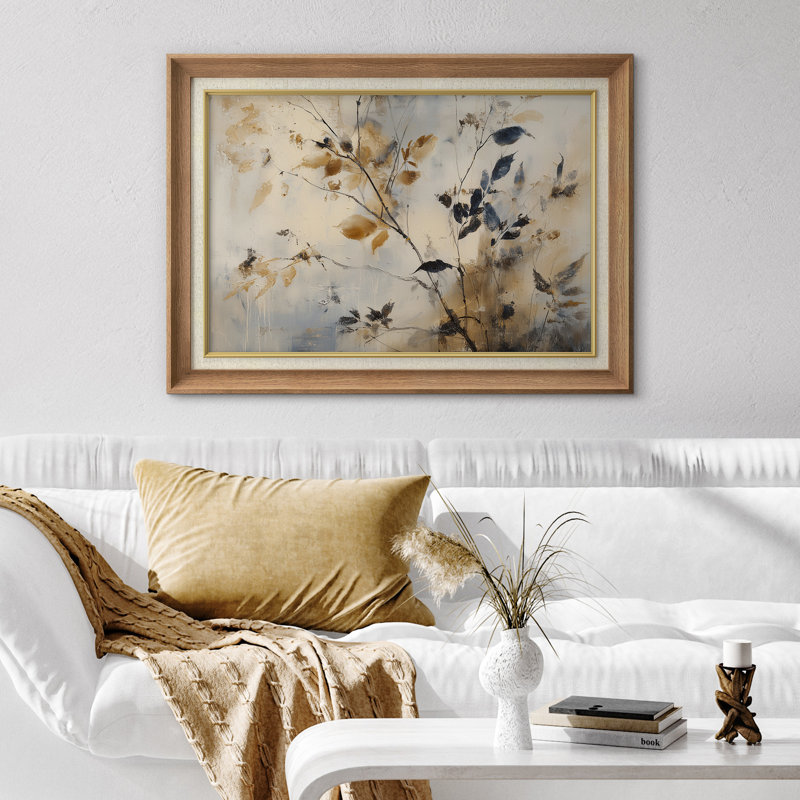 «Neutral Tones Abstract Botanical Branches», reproduction d'art encadrée sur papier, H 26 po x l 36 po x P 1,5 po