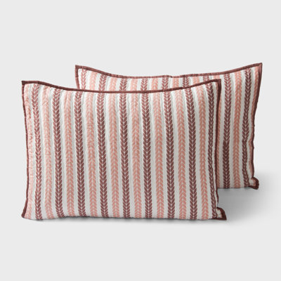  Lehar Blush Pink 26" x 26" Printed Euro Sham Set of 2, Decorative Cotton Pillow Covers with Patterned Design