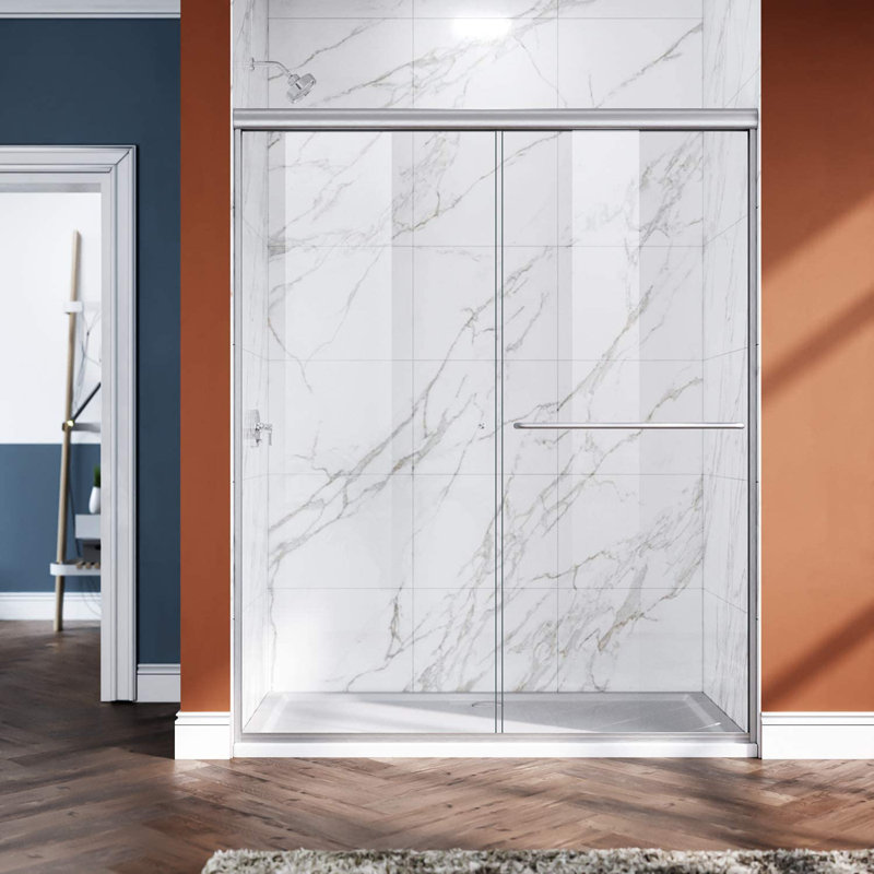 46"-48" W x 72" H Semi-Frameless Bypass Shower Door, Brushed Nickel