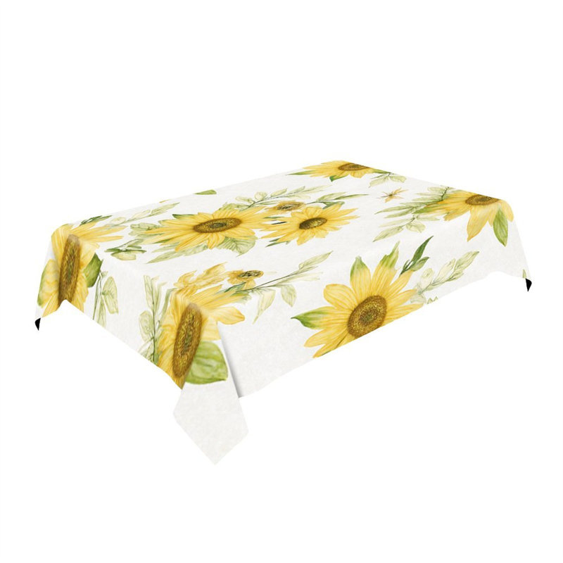 Watercolor Sunflower Tablecloth for Dining Decor, Rectangle, 60L x 86W