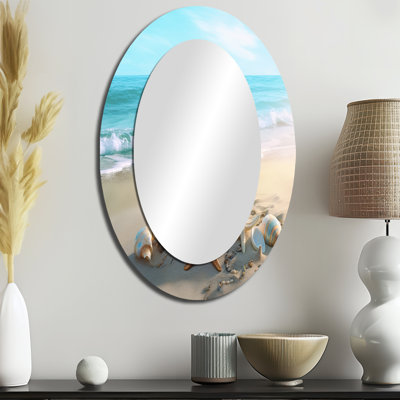 Coastal Seashore - Grand miroir mural ovale sur métal