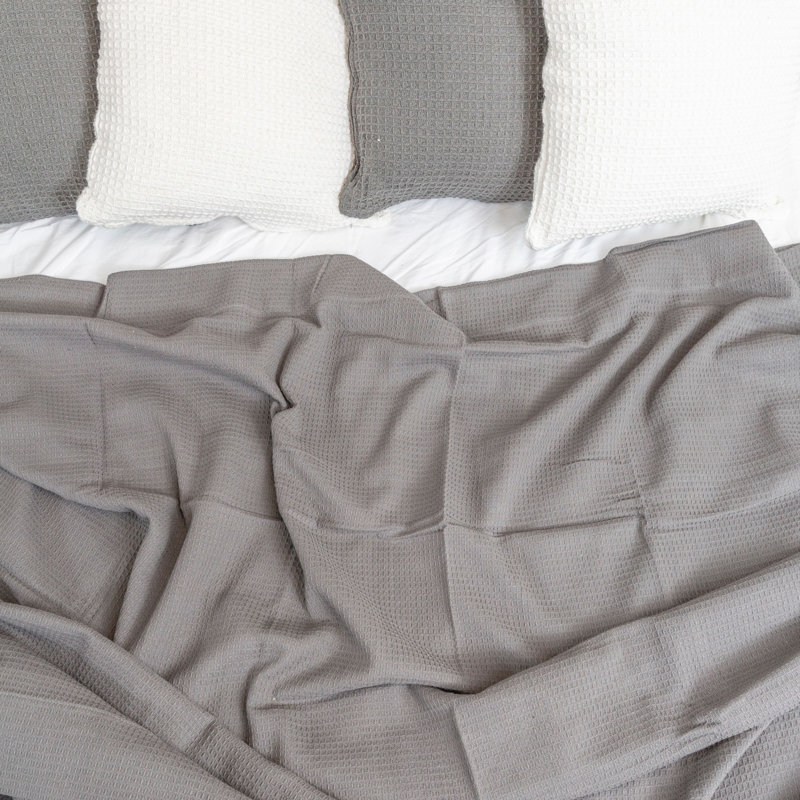 Waffle Cotton Blanket Weighted Throw Blanket, 6.5, Gray
