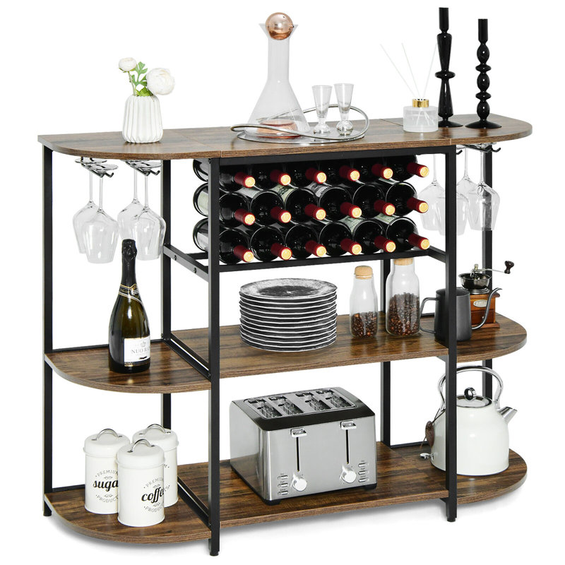 Donyea 16'' Wine Bar, Rustic Brown