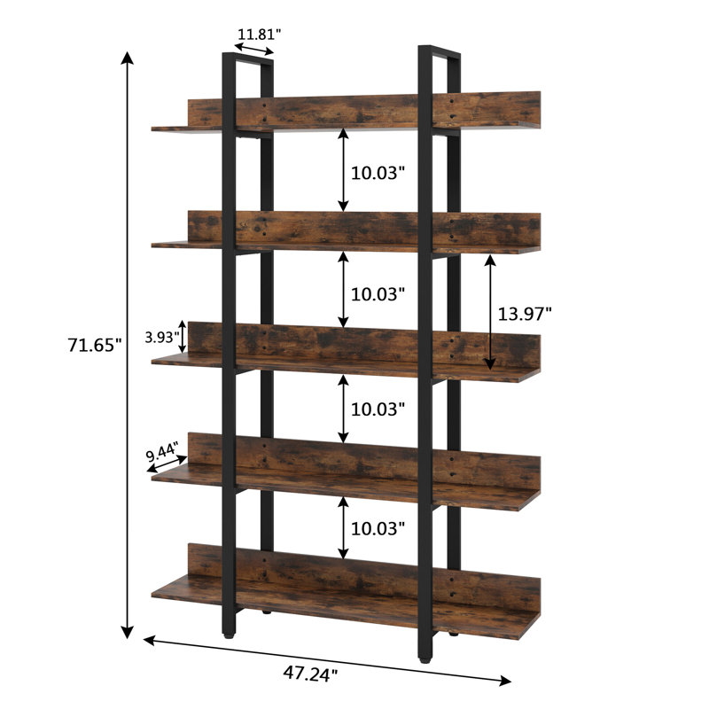180cm H x 120cm W Etagere Bookcase, Black