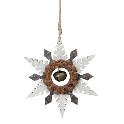 6" Brown and Beige Pointed Snowflake Christmas Ornament