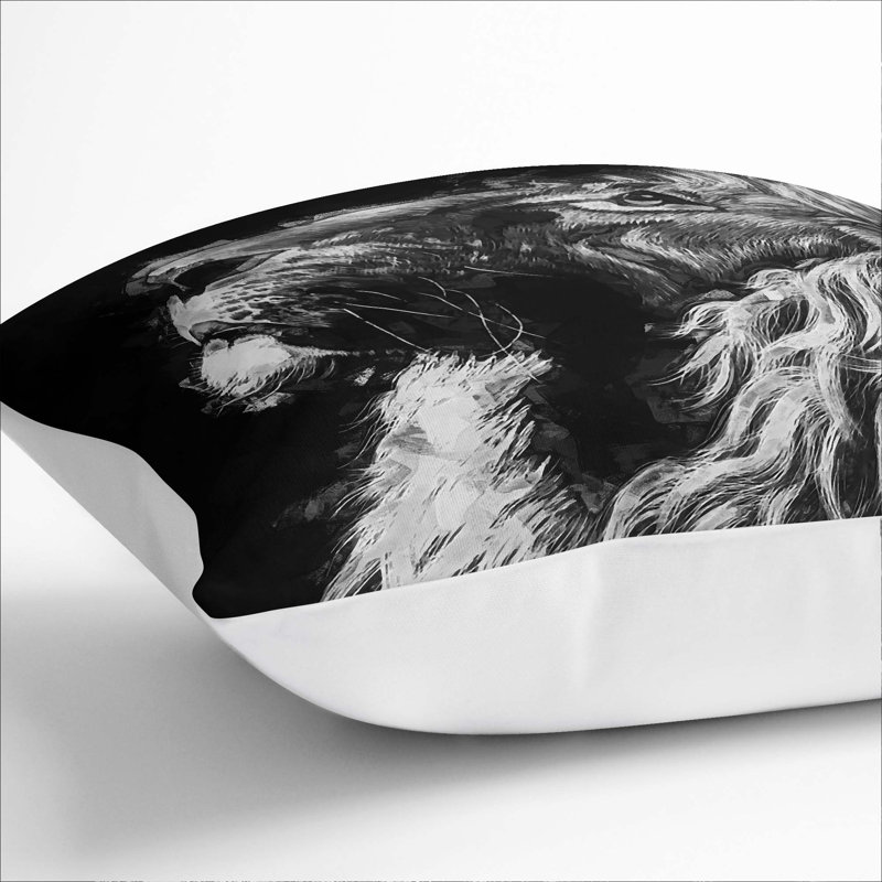 Majestic Lion Cushion with Filling, 40cm H x 40cm W x 15cm D, White