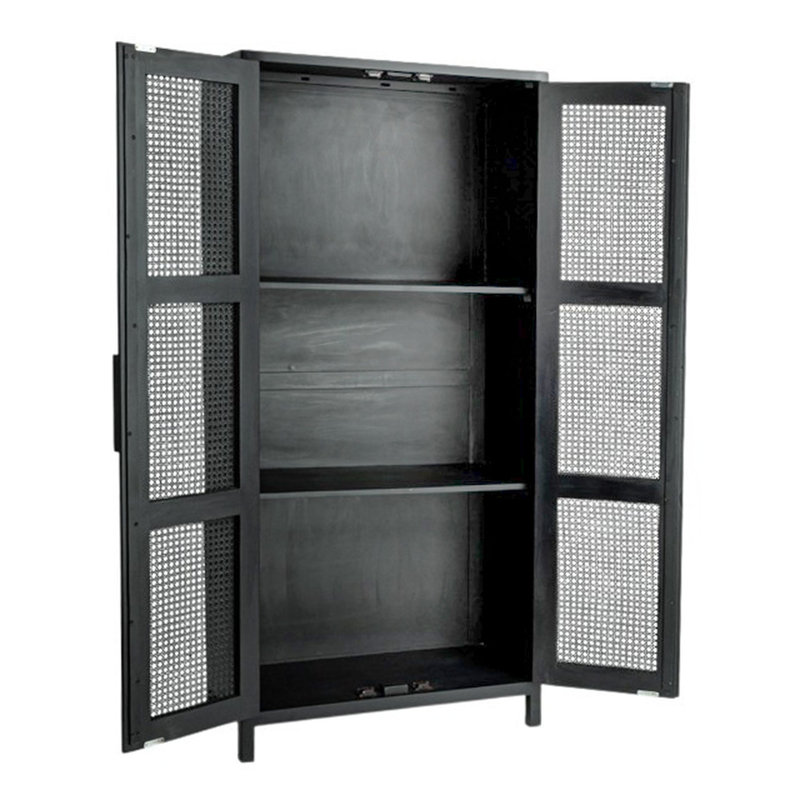 Armoire avec 3 tablettes et 2 portes Rowan, Noir