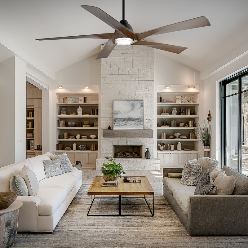 Ventilateur de plafond intelligent d'intérieur / extérieur à 5 pales Zeke avec kit d'éclairage à DEL à température de couleur 2700K-3000K-3500K-4000K-5000K et télécommande inclus, fonctionne avec l'assistant Google, Amazon Alexa, Samsung Smart Things