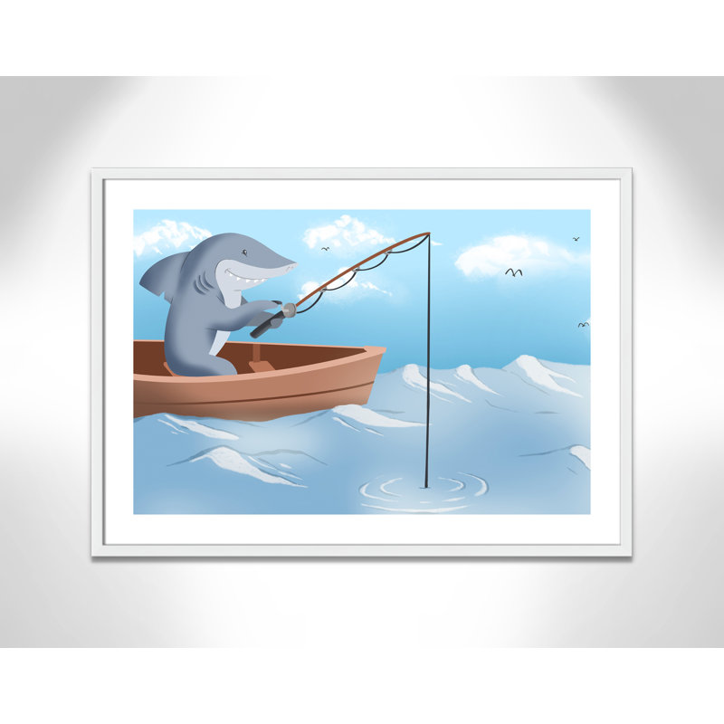 Impression sur papier «Gone Fishing», H 24,5 po x l 34,5 po x P 1,18 po, Encadré de boîte blanc