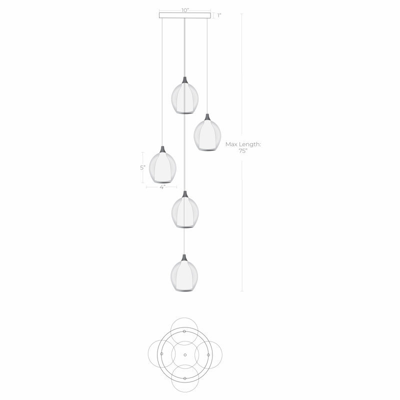 Frost 5 Pendants in Clear and Frosted Glass, White, Gray