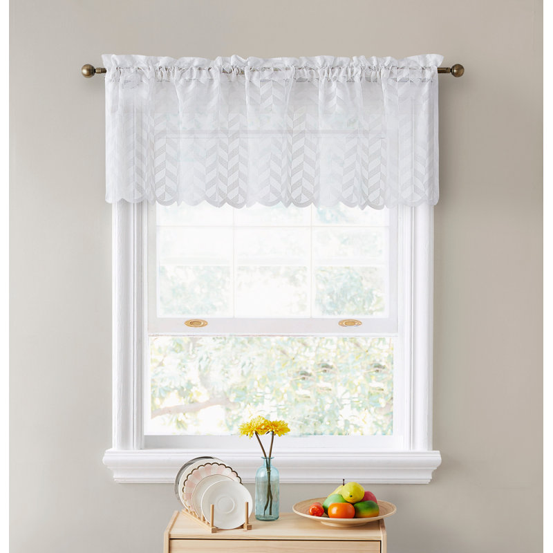 Snowden Chevron Tailored Window Valance, White