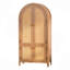 Arched Kitchen Pantry Cabinet 63.39" Tall Arched Bookcase Rattan Storage Cabinet with Doors Adjustable Shelves