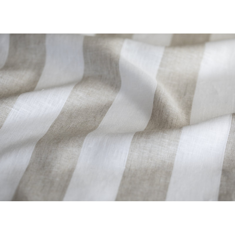 Cabana Stripe - 100% Pure Linen Dinner Napkins, Natural/White