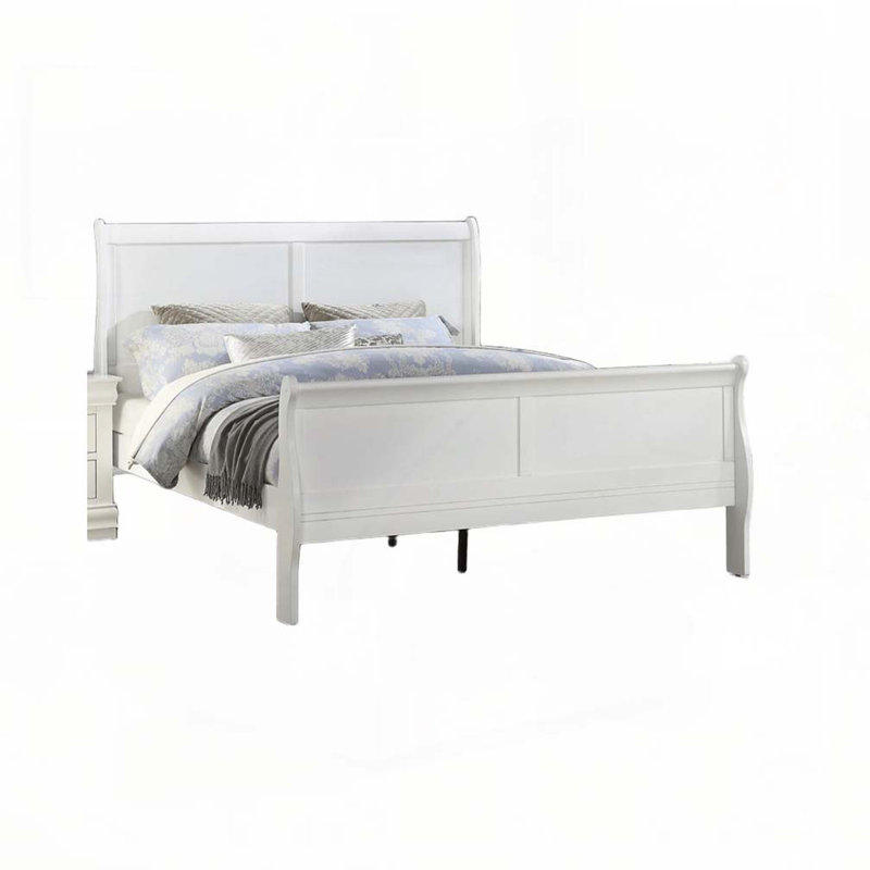 Lit-bateau en bois, Blanc, Grand lit
