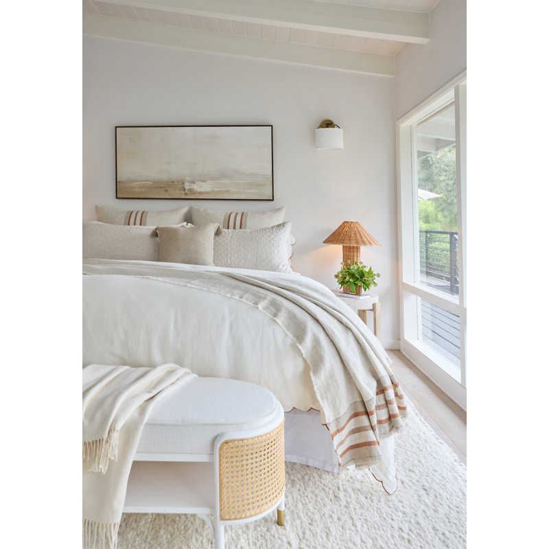 Kelly Linen Duvet Cover, Queen Duvet Cover, Cream/Terra Cotta