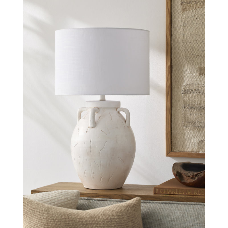 Lampe de table Bellarine, Base blanche / Abat-jour blanc